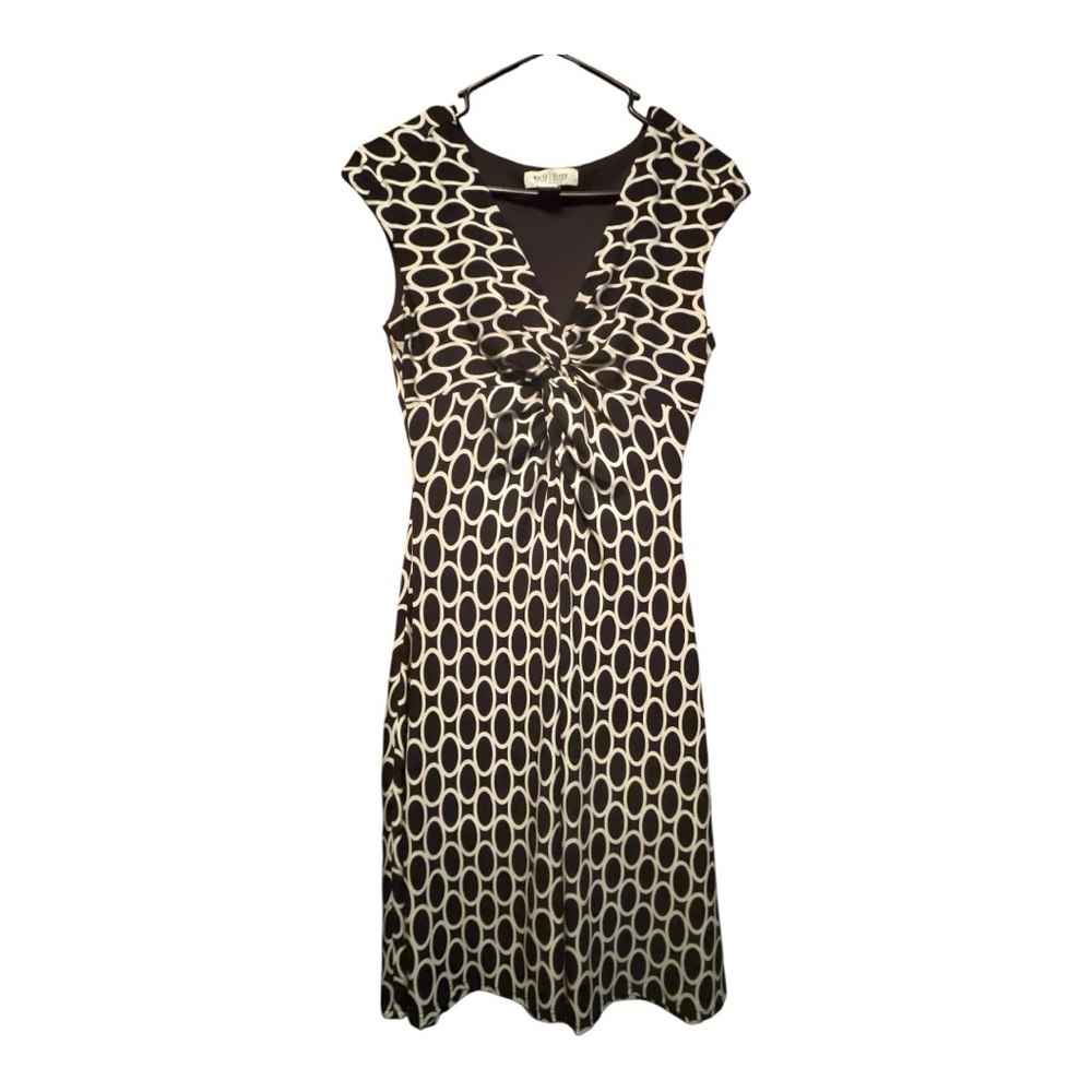 White House | Black Market A-Line Sleeveless Black/White Geometric Print Dress 4 - Picture 3 of 12